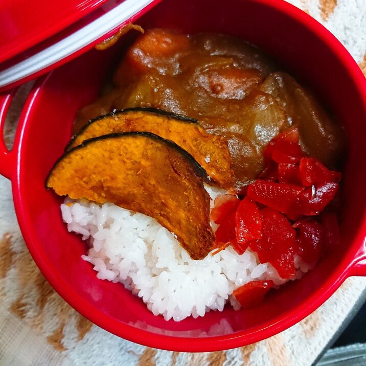 カレーライス弁当☆かぼちゃ素揚げ